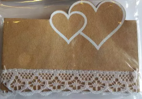 Bordkort i genbrugspapir med blondekant 8,5x4,5 cm