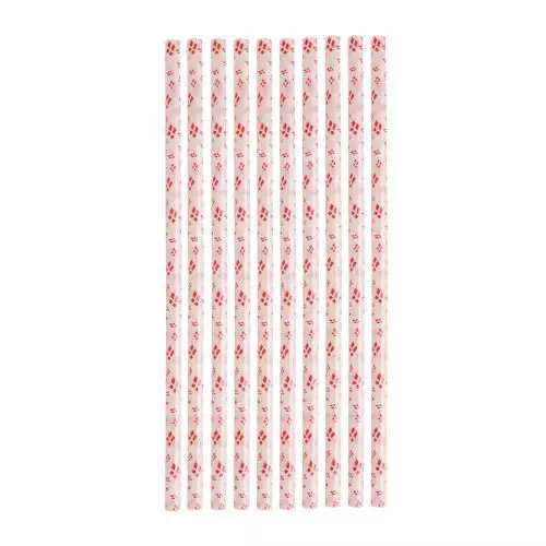 Sugerør PP Plast m/flag - 10stk