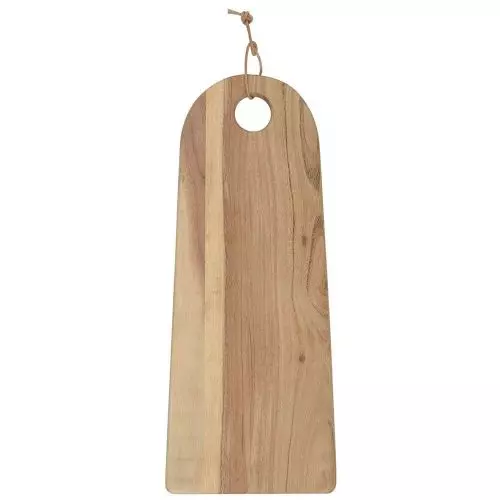 Skærebræt aflang m/buet top akacietræ m/lædersnor