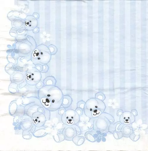 Bækkelund 3-lags servietter - 33x33 cm - 20 stk bamser blå