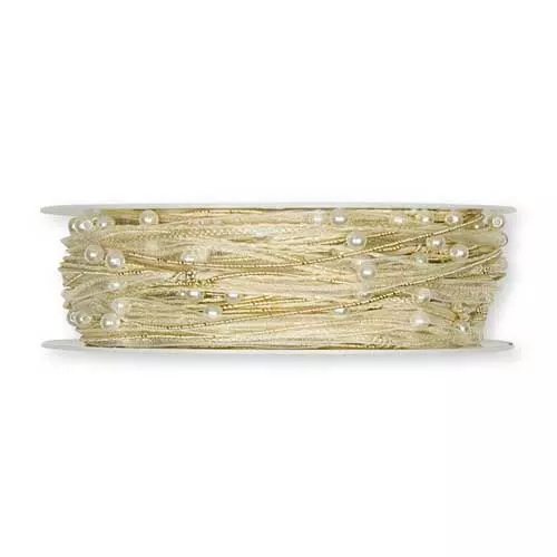 Organzabånd m/wire guld 0,05x15m