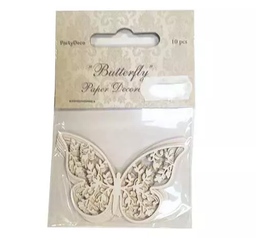 Sommerfugl deko mønstre 10stk - Hvid