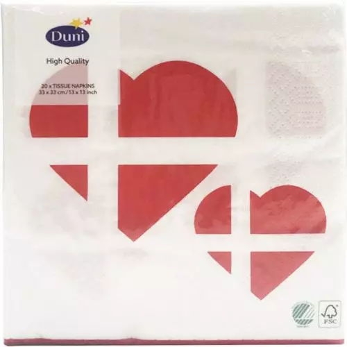 Duni serviet 33x33 3lags 20stk - Dansk Hjerte