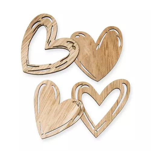 Træhjerter 12stk natur - Ø5,5cmTræhjerter 12stk natur - Ø5,5cm