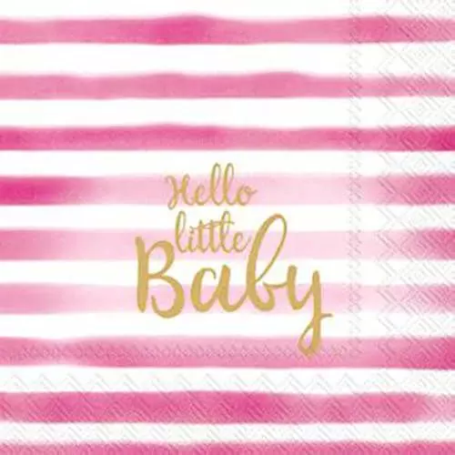 IHR Hello Little Baby light rose serviet 33x33cm 20stk