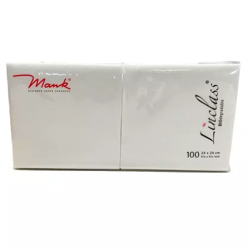 Mank Stofligende Kaffeserviet 100stk - Hvid