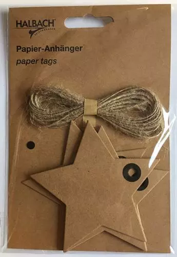 Papirstjerne med natur snor - 10 stk