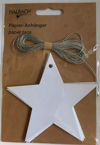 Papirstjerne med sølv snor - 10 stk