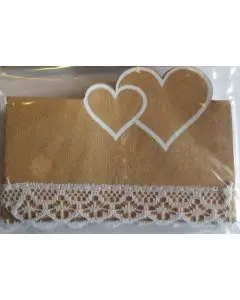 Bordkort i genbrugspapir med blondekant 8,5x4,5 cm