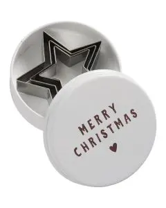 Dåse med 3 stjerne-kageudstikkere - Merry Christmas på låget
