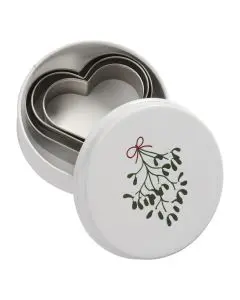 Dåse med 3 juletræ-kageudstikkere - Nisse på låget