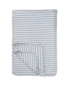 Quilt tæppe - blå m/hvide og brune striber