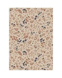 Gavepapir blomstermotiv i blå og teglfarver 5 m/rulle