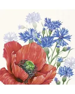 IHR Frokostserviet 3-lags 20stk - Poppy And Cornflowers - Creme