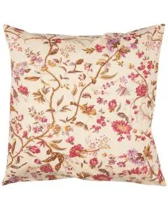 Pudebetræk Adele beige m/lilla og rosa blomster