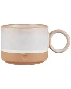 Krus Heart mat brunt ler m/hvid kant m/hank 290 ml