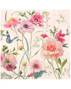 IHR 3-lags Frokostserviet 33x33cm 20stk - Living Wildflower Light Rose