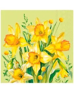 IHR 3-lags Frokostserviet 33x33cm 20stk - Narcissus Bouquet Green