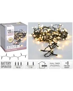 Lyskæde 9m 120 Lys & DUAL Timer - Varm Hvid