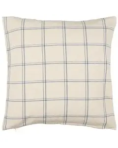 Ib Laursen Pudebetræk 50x50cm - Ebbe natur m/mørkeblåt ternet mønster