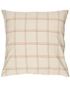 Ib Laursen Pudebetræk 50x50cm - Theodor natur m/rustikbrunt ternet mønster