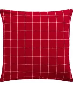 Pudebetræk 50x50cm - Silja rød m/naturfarvede store tern