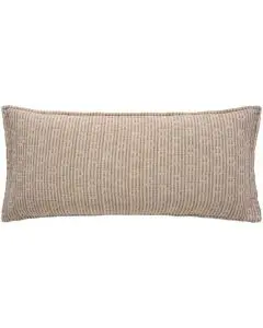 Ib Laursen Pudebetræk 80x35cm Dobbeltvævet Natur/brun stribet m/kantha-stikninger