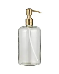 Sæbedispenser stor m/messingfarvet pumpe rustfrit stål