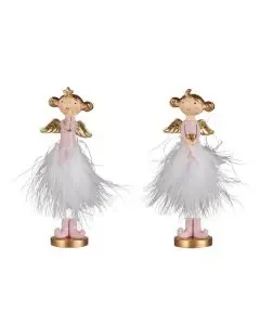 Engel m/fjer stående assorteret håndmalet