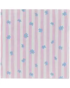 Ib Laursen Frokostserviet 3-lags 20stk - Blå blomster og lyserøde striber