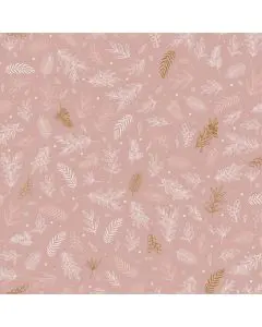 Ib Laursen Middagsserviet 3-lags 50stk - Rosa m/bladmønster