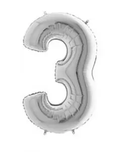 Ballon tal sølv nr.3 - 65cm