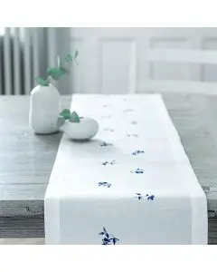 Langkilde & Søn bordløber m. blå blomster 30x300cm