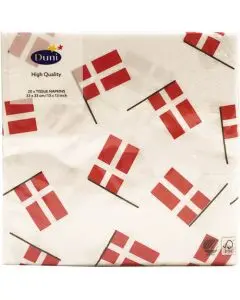 Duni serviet 33x33 3lags 20stk - Danske Flag