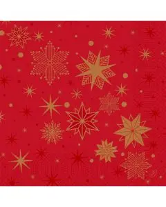 Duni middagserviet 40x40 3-lags 250stk - Star Shine Rød