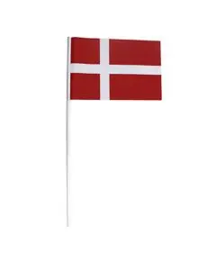 Flag på hvid plastpind 28x20cm - 10stk