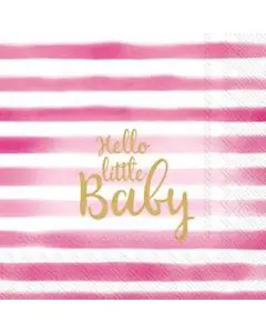 IHR Hello Little Baby light rose serviet 33x33cm 20stk