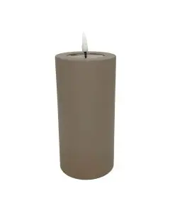 Deluxe LED Bloklys Udendørs 7,5x15cm - Mokka