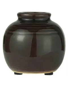 Vase m/riller - Mørk Brun