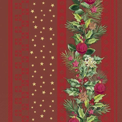 IHR Frokostserviet 3-lags 20stk - Christmas Elements Stripes Red