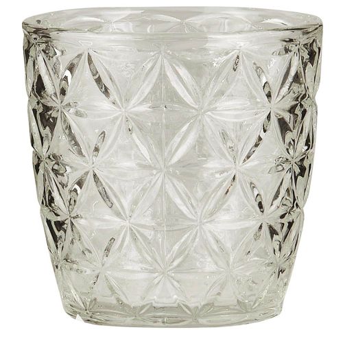 Stage t/fyrfadslys mønstret klart glas 175 ml