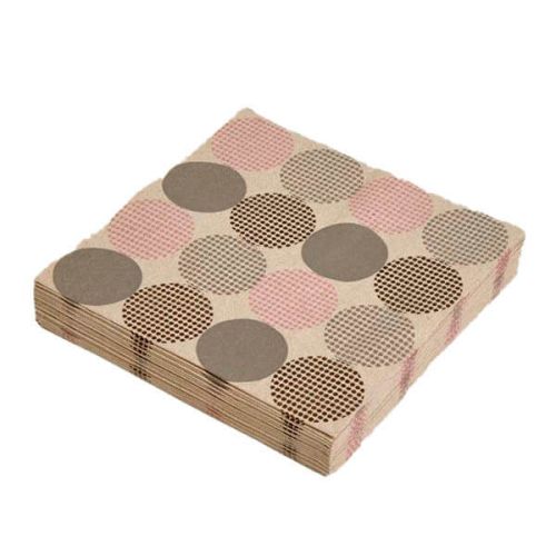 GreenByNoah Frokostserviet 3-lags 20stk - Grå/Rosa Prikker