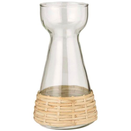 Hyacintvase konisk mundblæst m/rattanflet