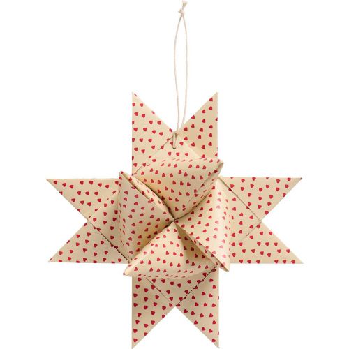 Flettet stjerne til ophæng med røde hjerter