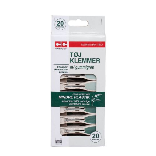 Tøjklemmer med gummigreb - 20stk