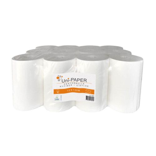 Uni-Paper Centerrulle nyfiber hvid u/hylse 120m 12stk