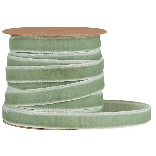 Velourbånd på spole 10 m støv grøn