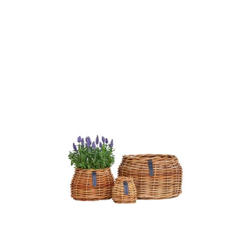 A2Living Rund Lacak Rattan Urtepotte Bowl (3stk)