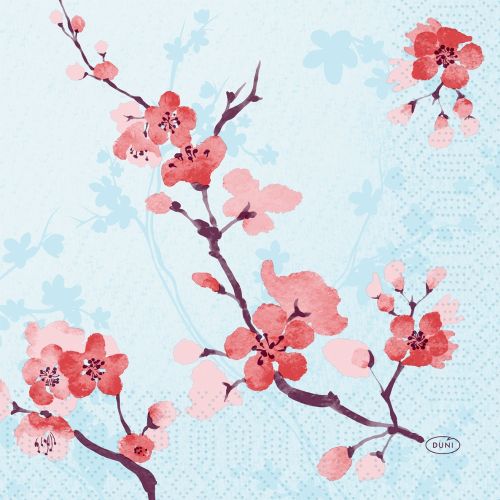 Duni Frokostserviet 3-lags 250stk - Cherry Breeze Blue