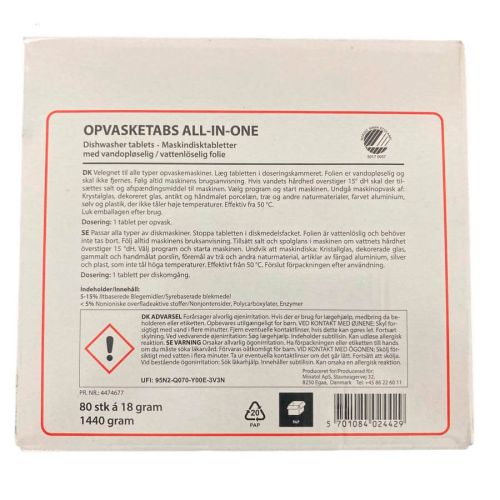 Opvasketabs All-In-One Svanemærket - 80 stk